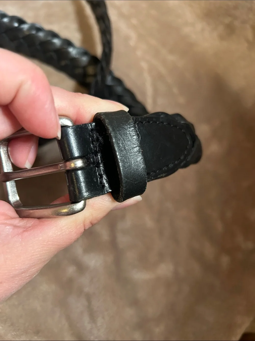 Polo Ralph Lauren Black Leather Braided Brass Buckle Pony Logo Belt 38 Preppy